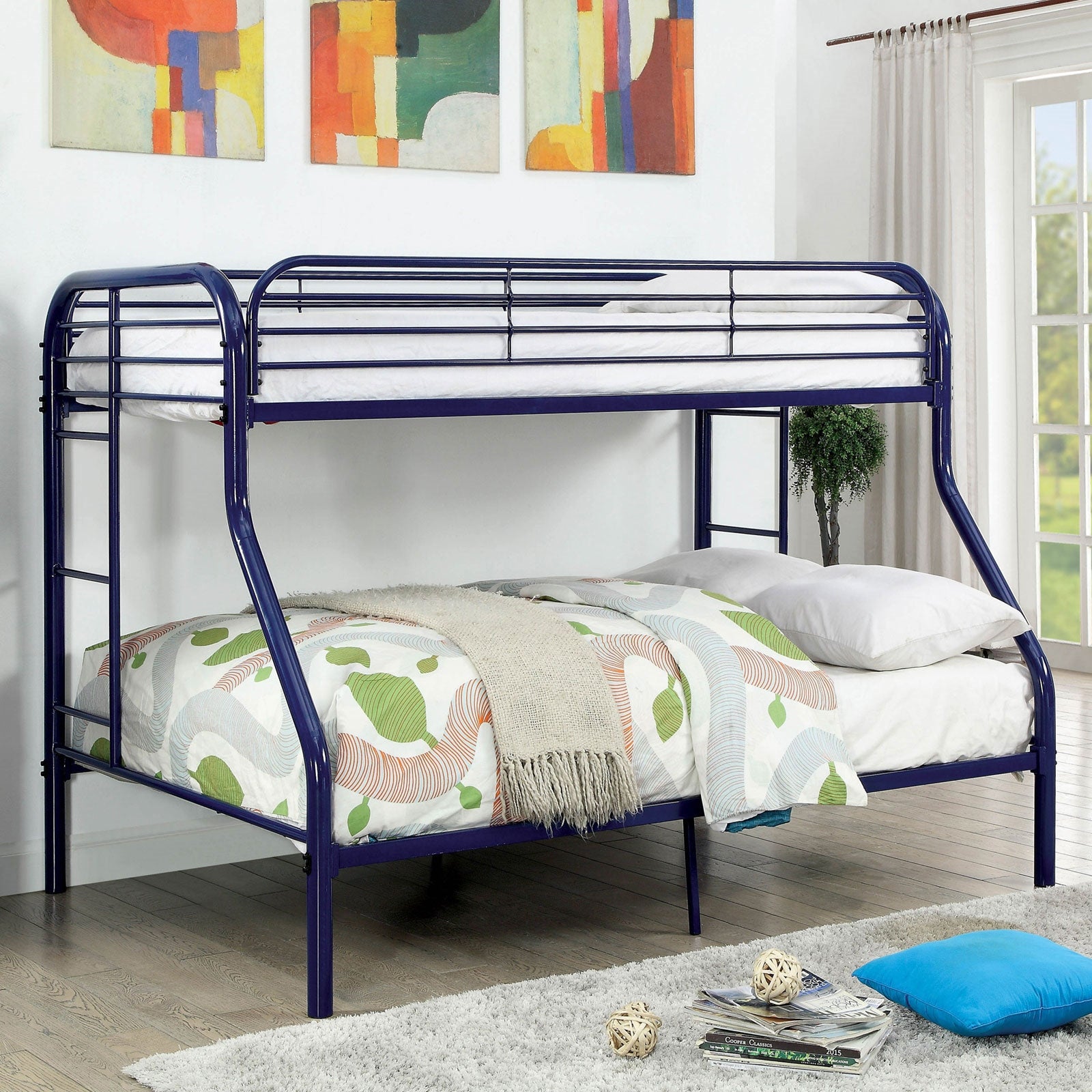 Opal Twin over Full Metal Bunk Bed in Blue