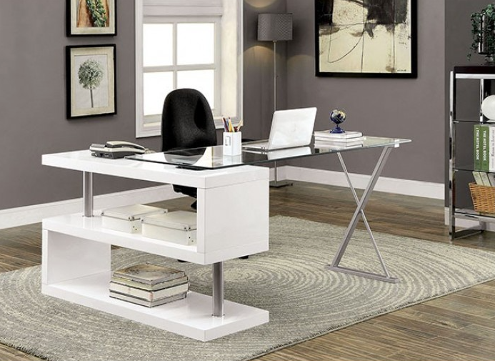 Bronwen Contemporary White High Gloss Desk