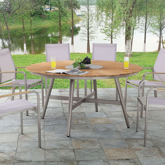 Arshana Plank Style Patio Table with Aluminum Frame