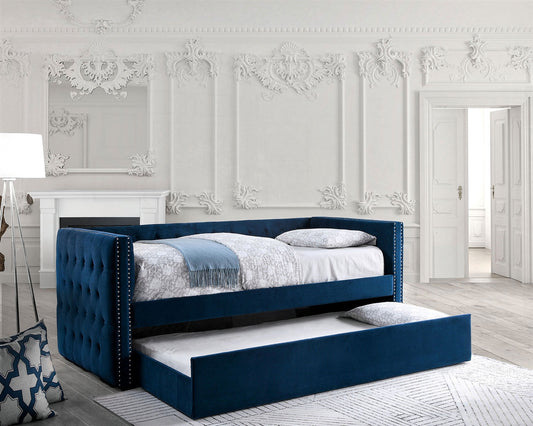 Susanna Modern Navy Blue Daybed with Trundle