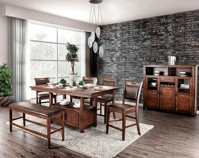 Wichita Rustic Counter Dining Set in Distressed Oak