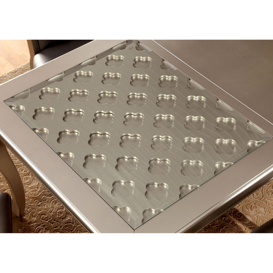 Amina Transitional Glam 7 Piece Dining Set w- Leaf