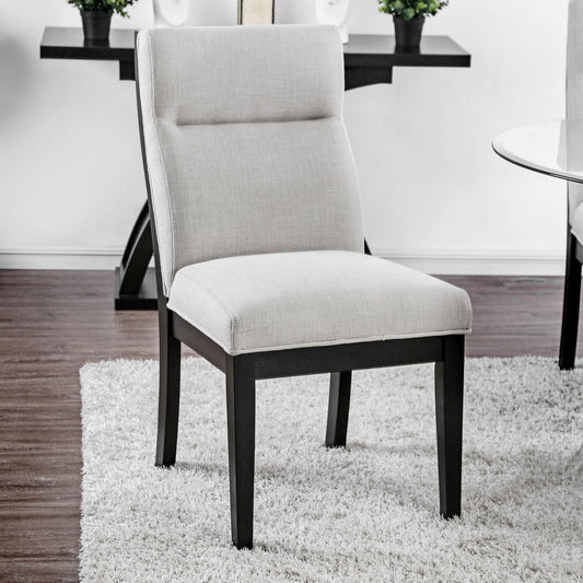 Jasmin White w- Black Frame Padded Dining Side Chair Set of 2 Chairs