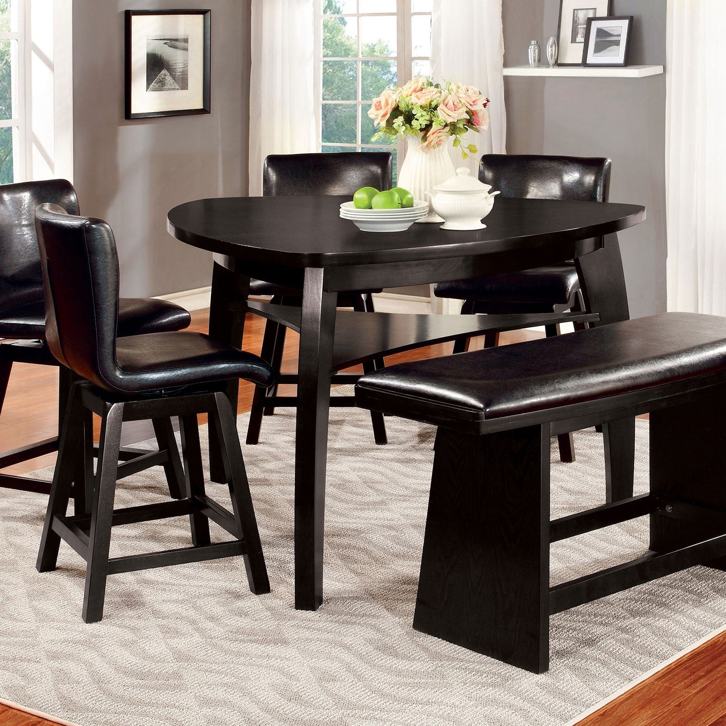 Hurley 6 PC Counter Height Dining Set W- Triangular Table Top