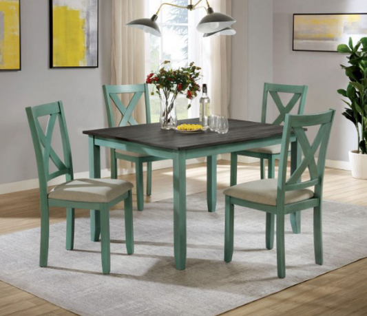 Anya Dining Set in Distressed Teal