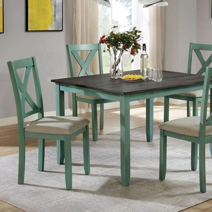 Anya Dining Set in Distressed Teal