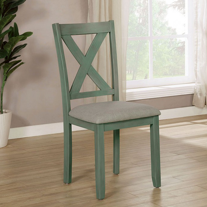 Anya Dining Set in Distressed Teal