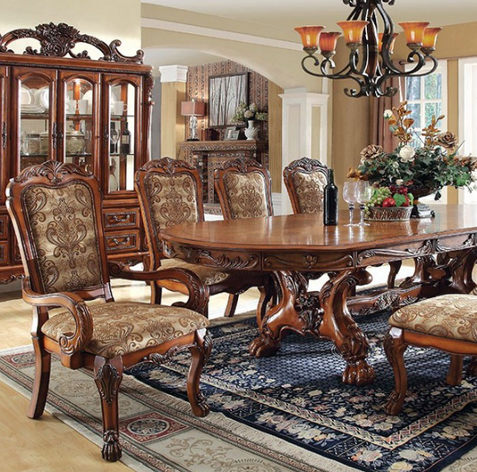 Medieve II 9 Piece Formal Dining Set in Antique Oak