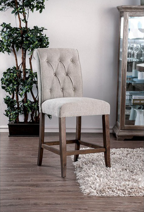 Sania Beige Linen Counter Height Chair Set of 2
