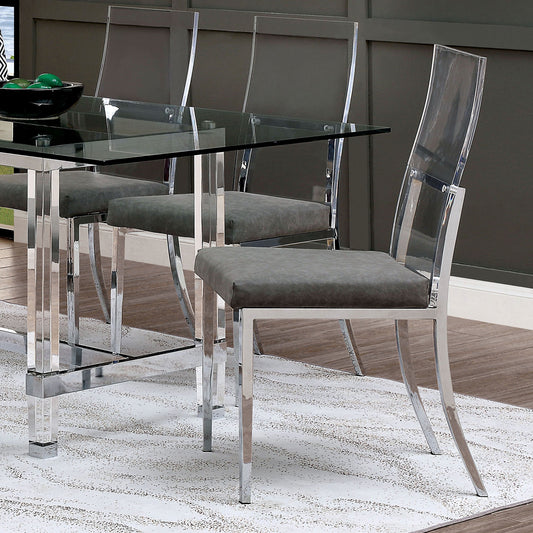 Casper Modern Dining Side Chair w- Clear Acrylic Legs Set of 2