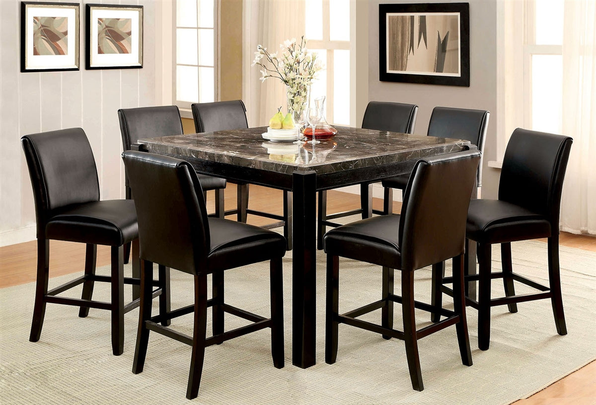 Gladstone II 5 Piece Black Genuime Marble Counter Height Set
