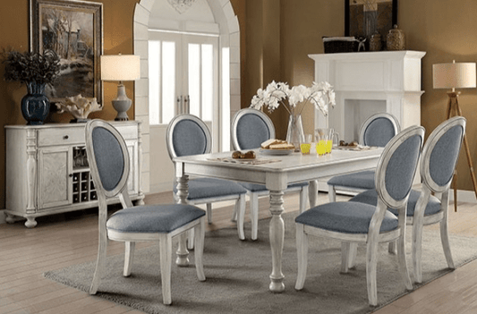 Siobhan 7 Piece Antique White Finish Dining Set