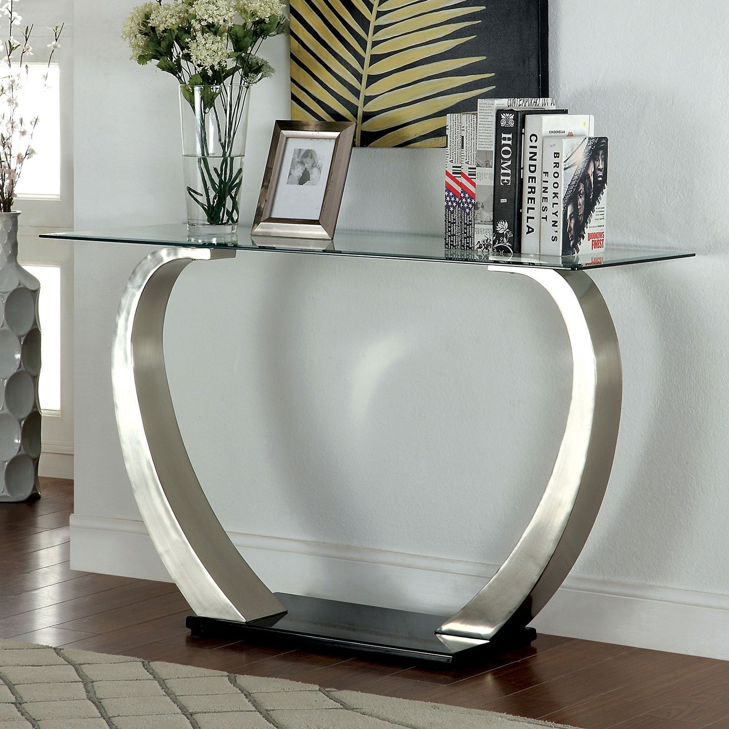 Rox Contemporary Curved Pedestal Sofa Table