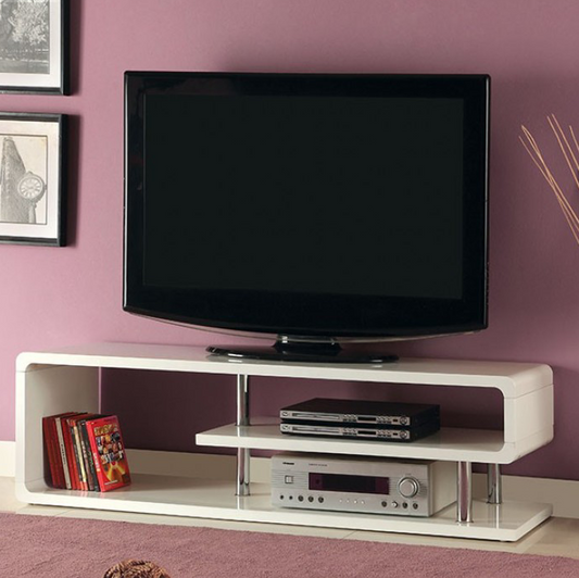 Ninove II Modern High Gloss White TV Stand by Furniture of America