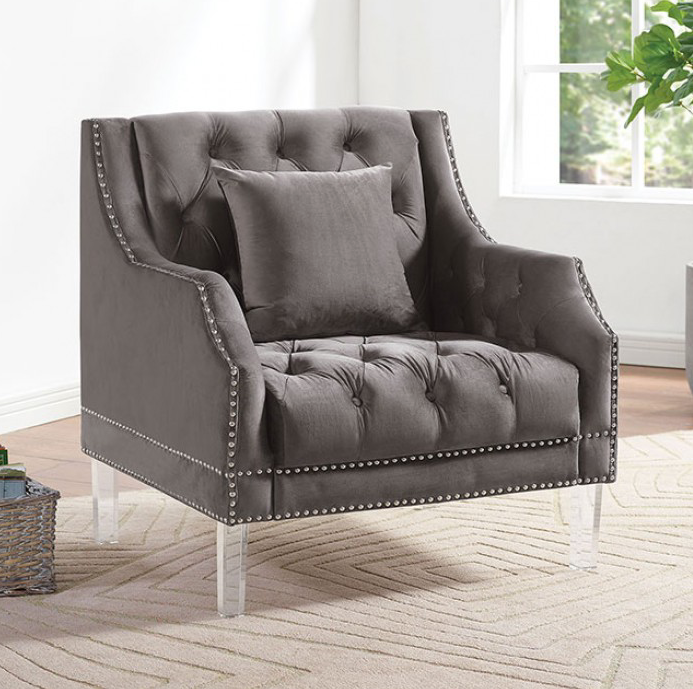 Francheschi Upholstered Chair in Gray - Furniture of America