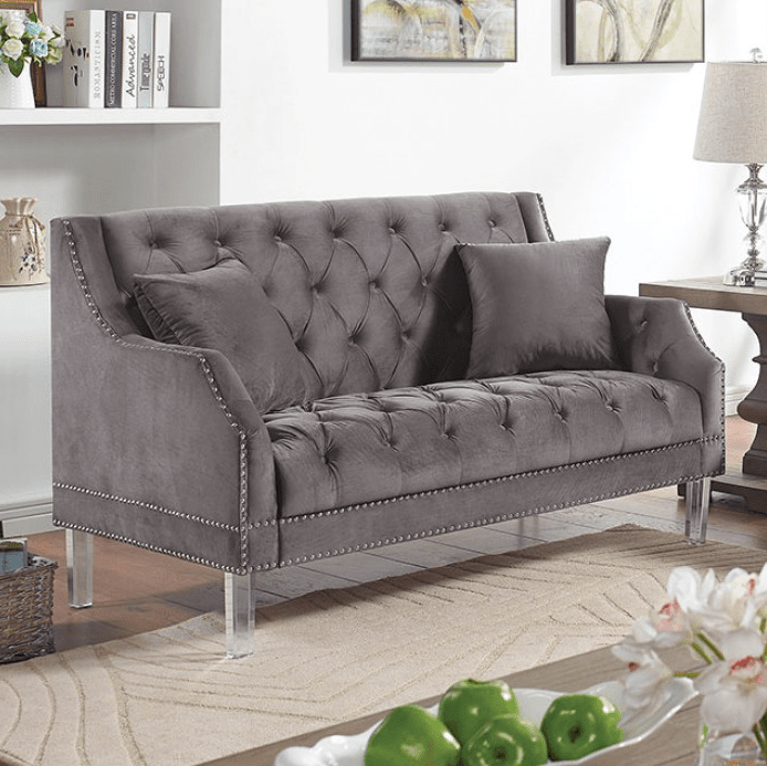 Francheschi Upholstered Loveseat in Gray - Furniture of America