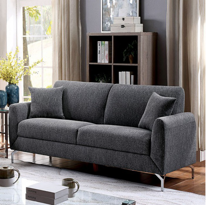 Lauritz Transitional Grey Upholstered Sofa - Furniture of America 6088
