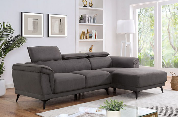 Napanee Sectional w- Adjustable Headrests in Gray