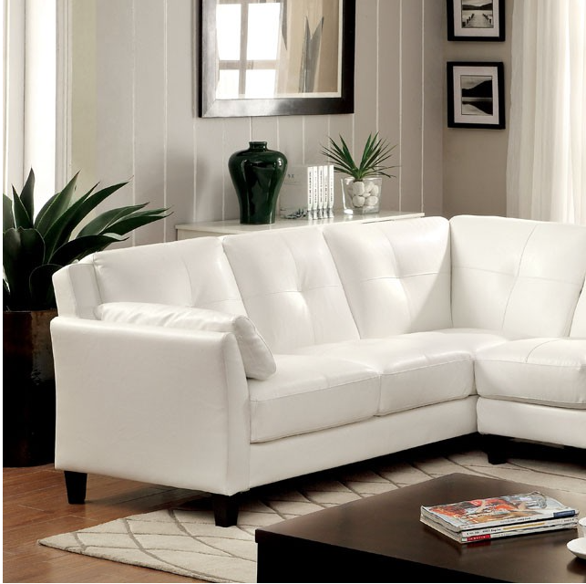 Peever Sectional in White Leatherette