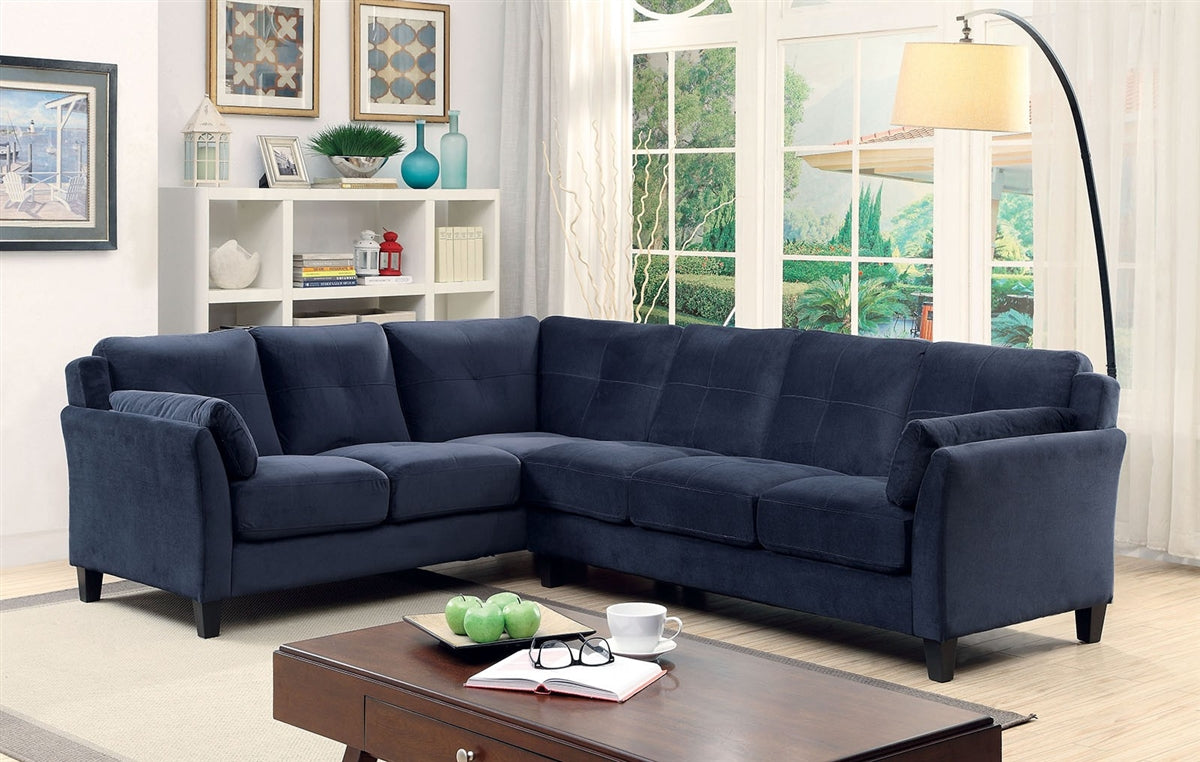 Peever Contemporary Upholstered Sectional in Blue