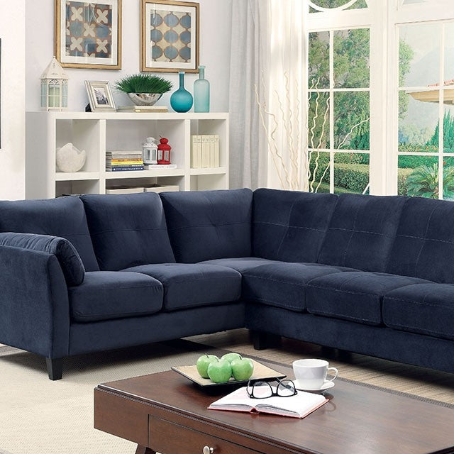Peever Contemporary Upholstered Sectional in Blue