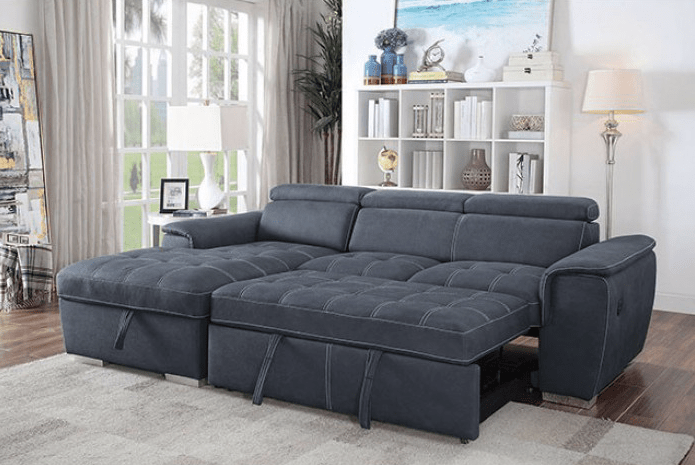 Patty Multi Functional Sleeper Sectional in Blue-Gray