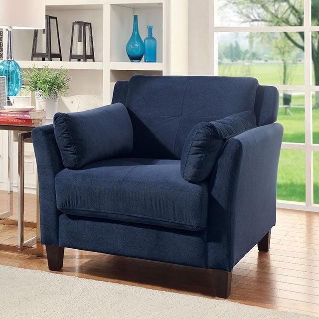Ysabel Transitional Style Blue Upholstered Chair