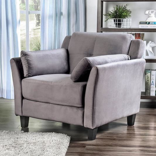 Ysabel Transitional Style Grey Upholstered Chair