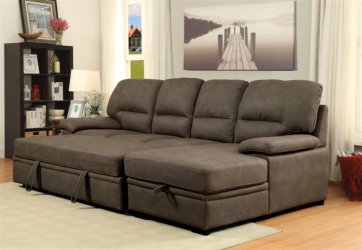 Alcester Sectional W- Convertible Bed in Brown