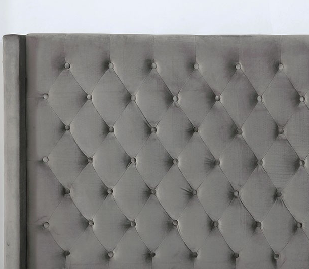 Ryleigh Queen Button Tufted Wingback Bed in Gray