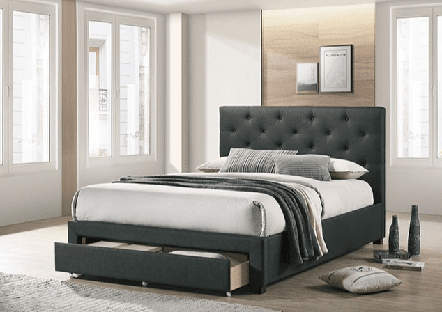 Sybella Upholstered Storage Bed in Dark Gray