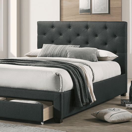 Sybella Upholstered Storage Bed in Dark Gray