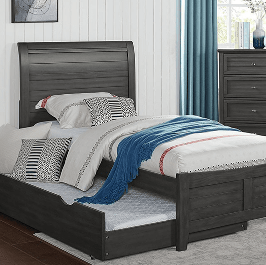 Brogan Transitional Youth Twin Panel Bed in Grey