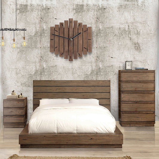 The Coimbra Rustic Low Profile Queen Platform Bed Bed