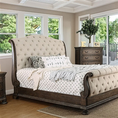 Lysandra Rustic Finish Queen Sleigh Bed