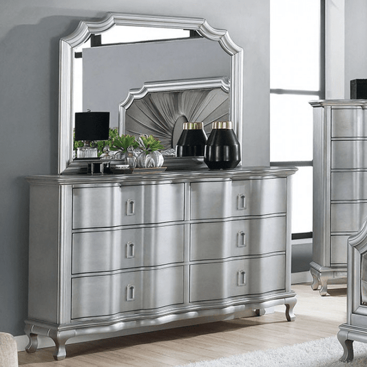 Aalok Glam Style Dresser in Silver