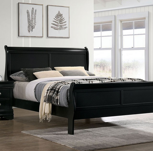 Marx III Louis Philippe Style Black Queen Bed