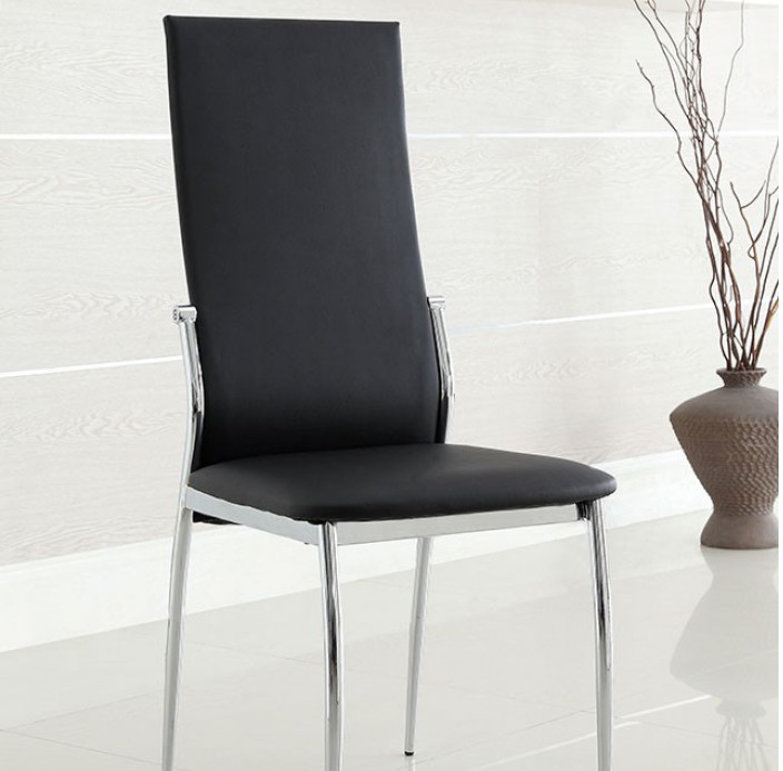 Kona Modern Black & Chrome Side Chair Set of 2