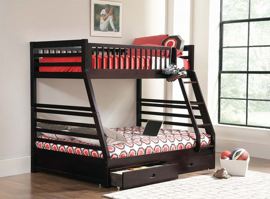 Rivers Twin over Full Bunk Bed with 2 Drawers and Attached Ladder - Cappuccino