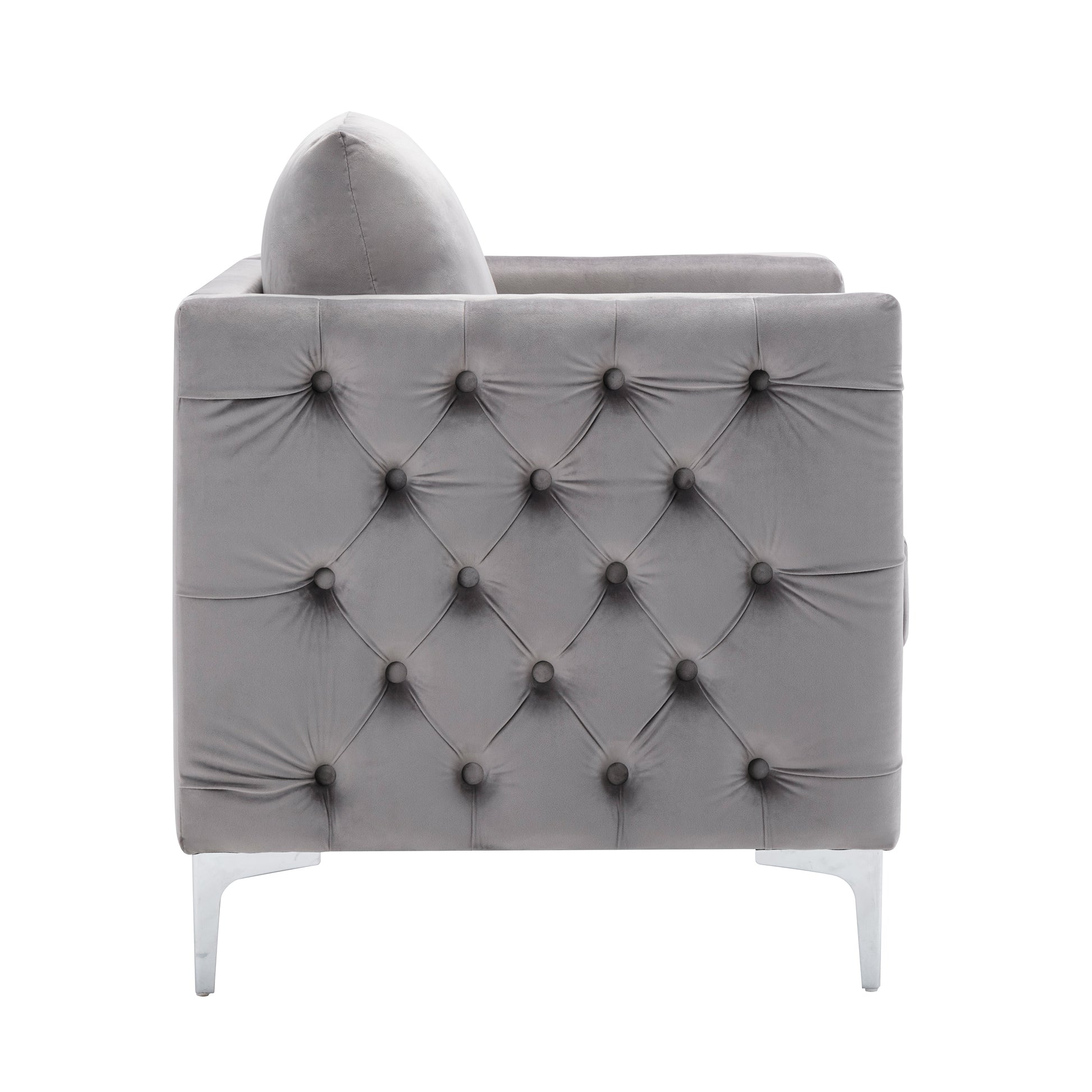 Bed-Best Modern Velvet Club Chair - Gray