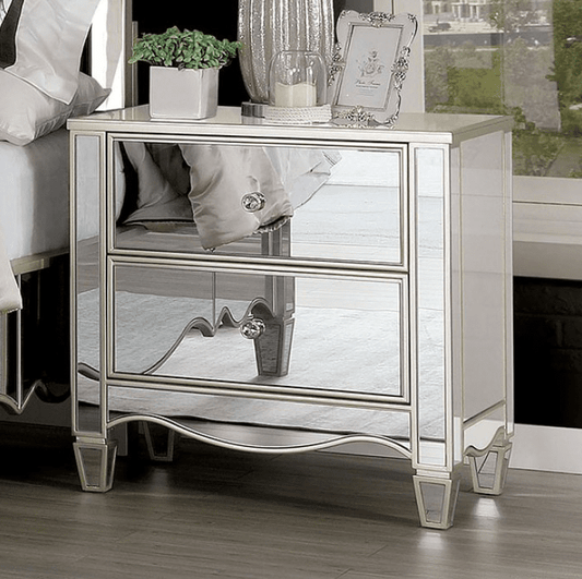 Eliora Glam Style Mirrored Nightstand