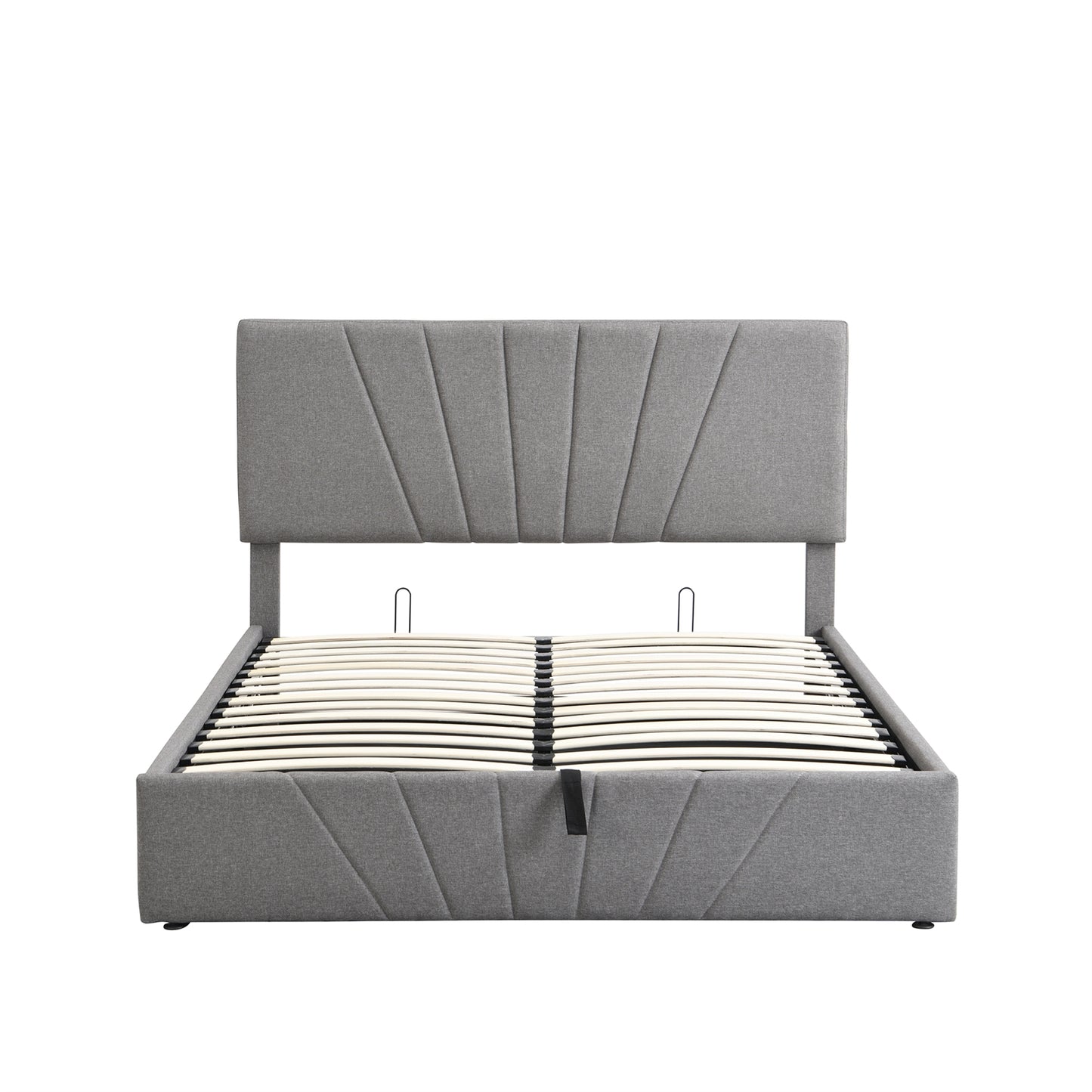 Destiny Full Size Gray Linen Platform Bed with Storage