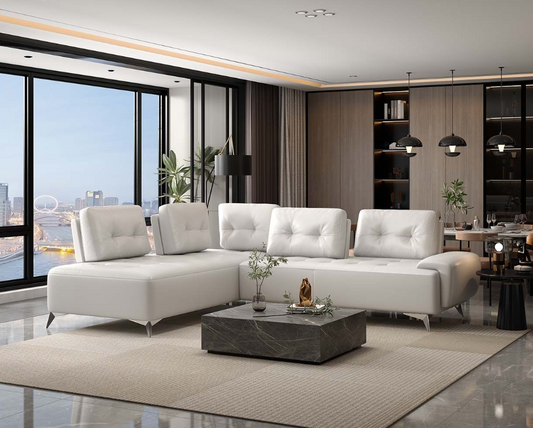 Acme Furniture Turano Pearl White Italian Leather Sectional