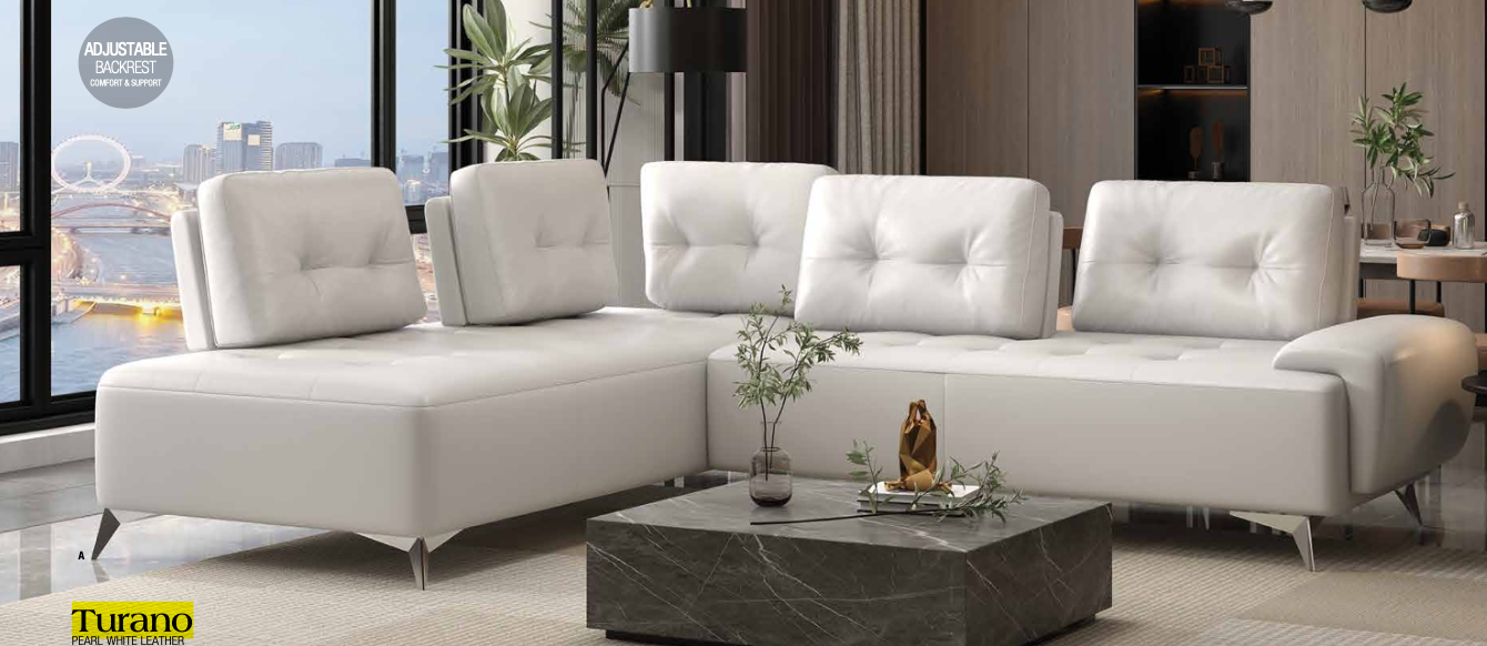 Acme Furniture Turano Pearl White Italian Leather Sectional