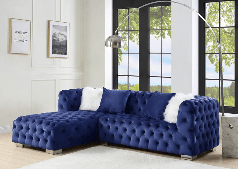 Acme Furniture Syxtyx Blue Velvet Sectional