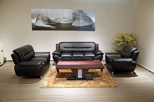 Greggor Modern 3-Piece Living Room Set in Black