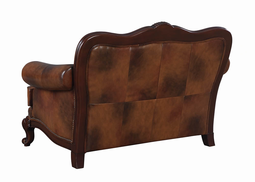 Marlo Classic Rolled Arm Loveseat in 100% Top Grain Leather