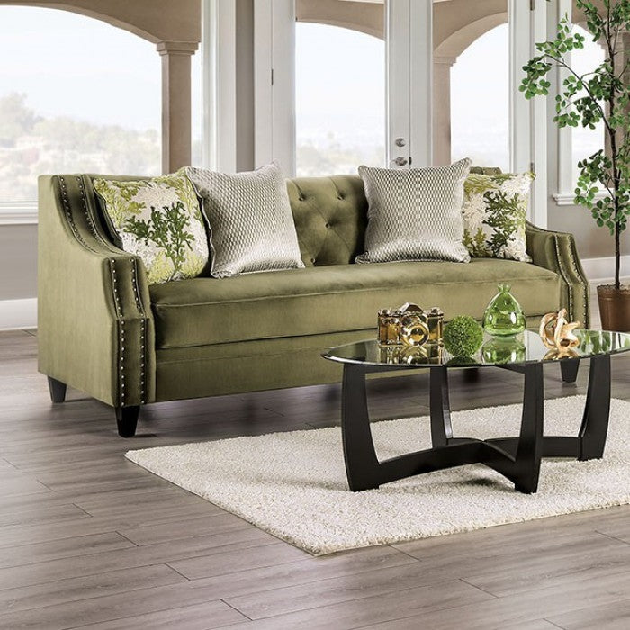Kaye Transitional Sofa in Olive Green