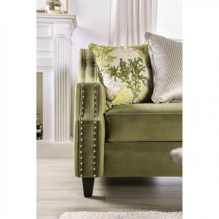 Kaye Transitional Sofa in Olive Green