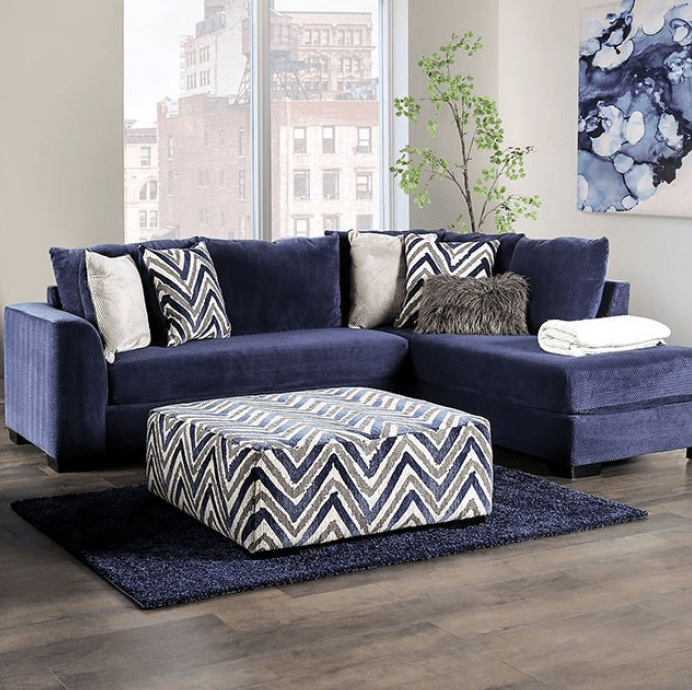 Griswold Plush Blue Sectional by Furniture of America